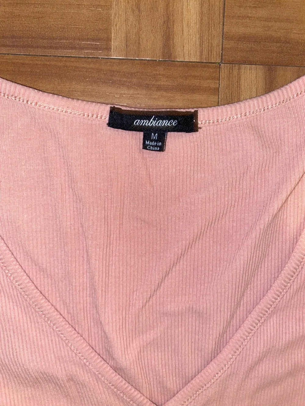 Light Pink Ribbed Button Front Top - Picture 2 of 3